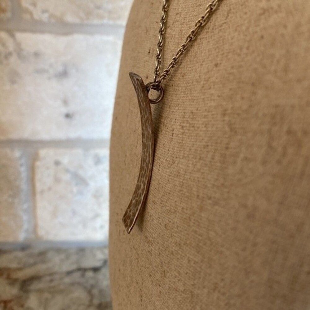 Sterling Hammered Rectangle Pendant Necklace & Dr… - image 4